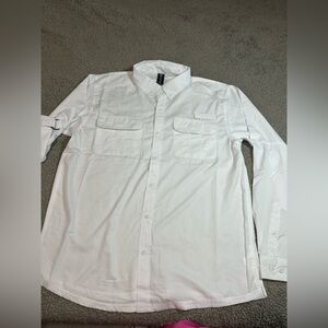 Burnside Men's Casual White Button-Down Shirt size L